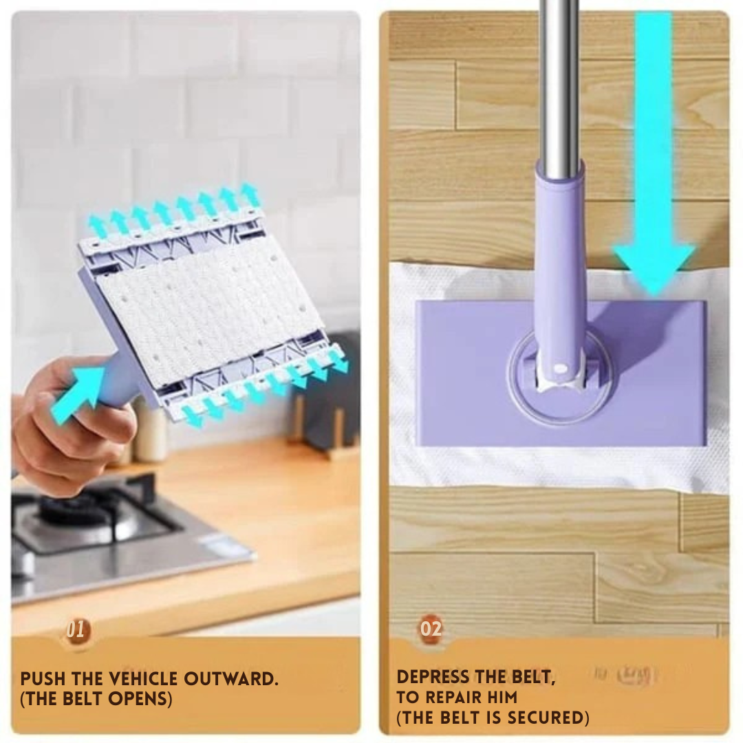 Floor Cleaner | Flat Mop with 360° Rotating Head | Touchless Pad Replacement | MopMate