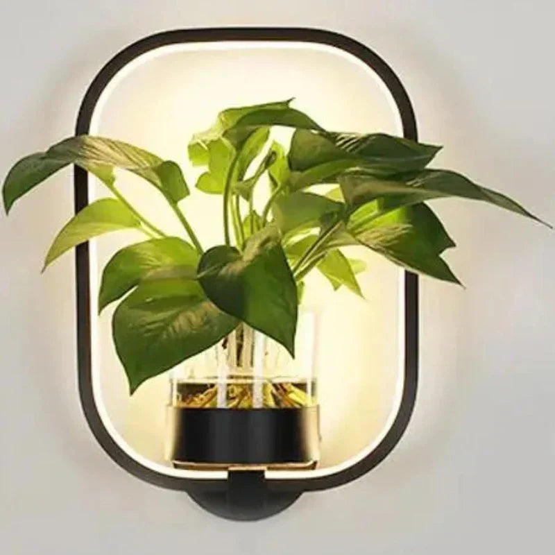 LED Botanical Wall Light with Glass Vase – Oval & Round
