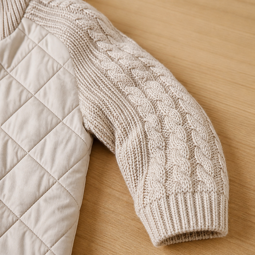 Norvelle™ – Cozy Quilted Winter Jacket with Cable-Knit Sleeves