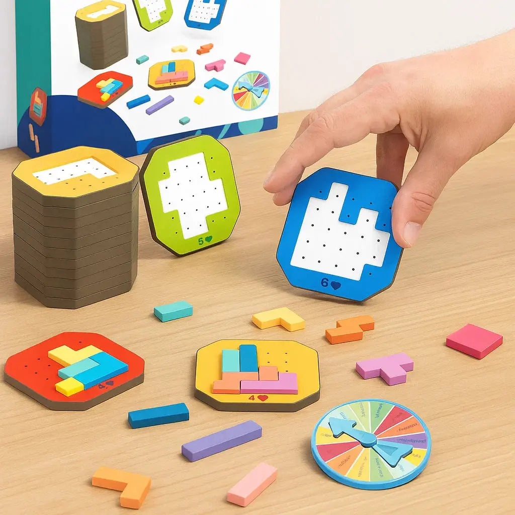 Logic Puzzle Game Board with Shape Pieces for Kids & Adults
