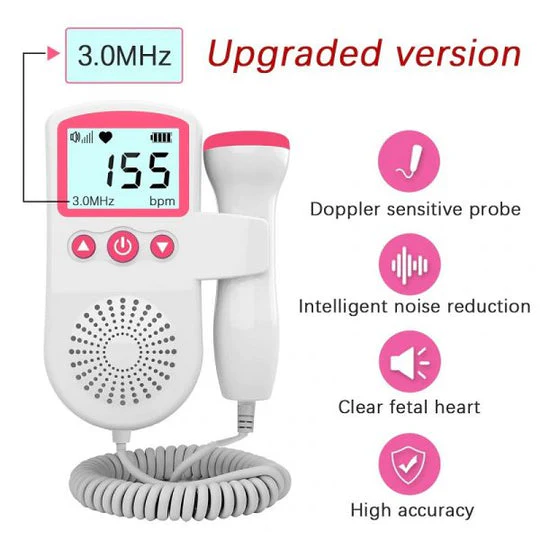 LCD Display Fetal Heart Rate Monitor Featuring Sound Detection