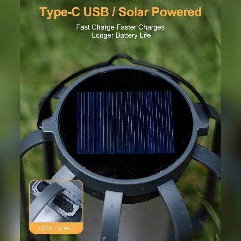 Dual-Flame Solar Lantern – Flickering Outdoor Garden Light