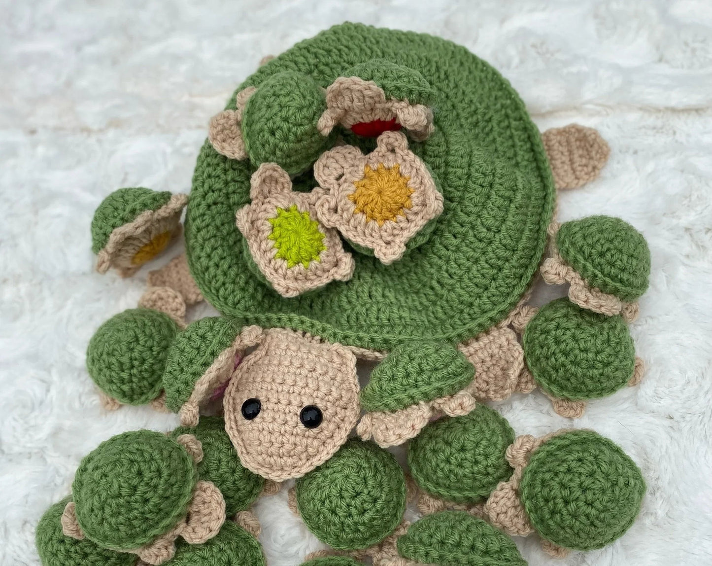 Turtle memory game (crocheted finished product)