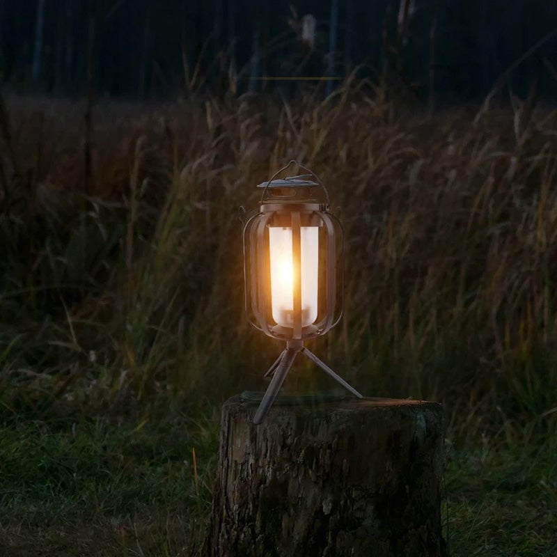 Dual-Flame Solar Lantern – Flickering Outdoor Garden Light