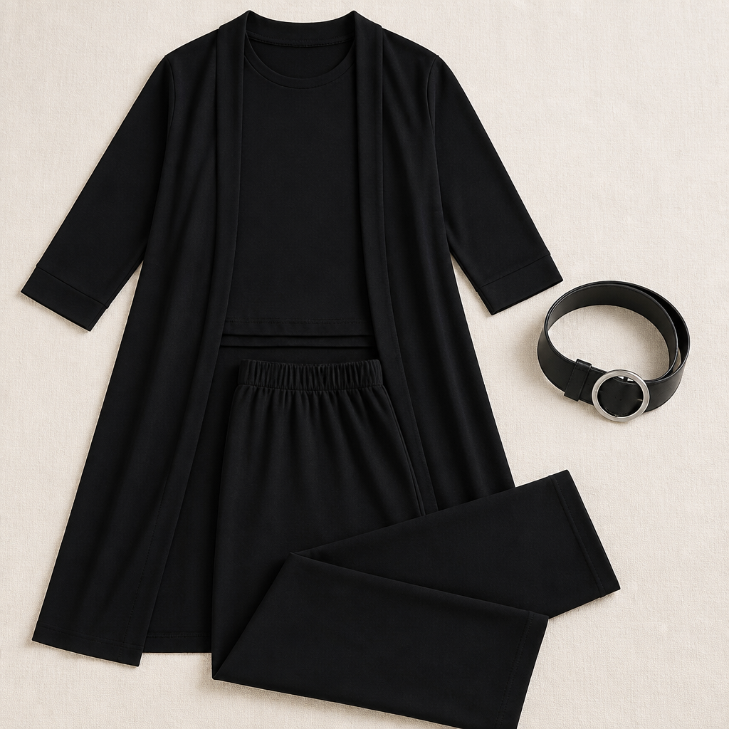 LumeEra™ – Relaxed 3-Piece Lounge Set with Long Open-Front Cardigan