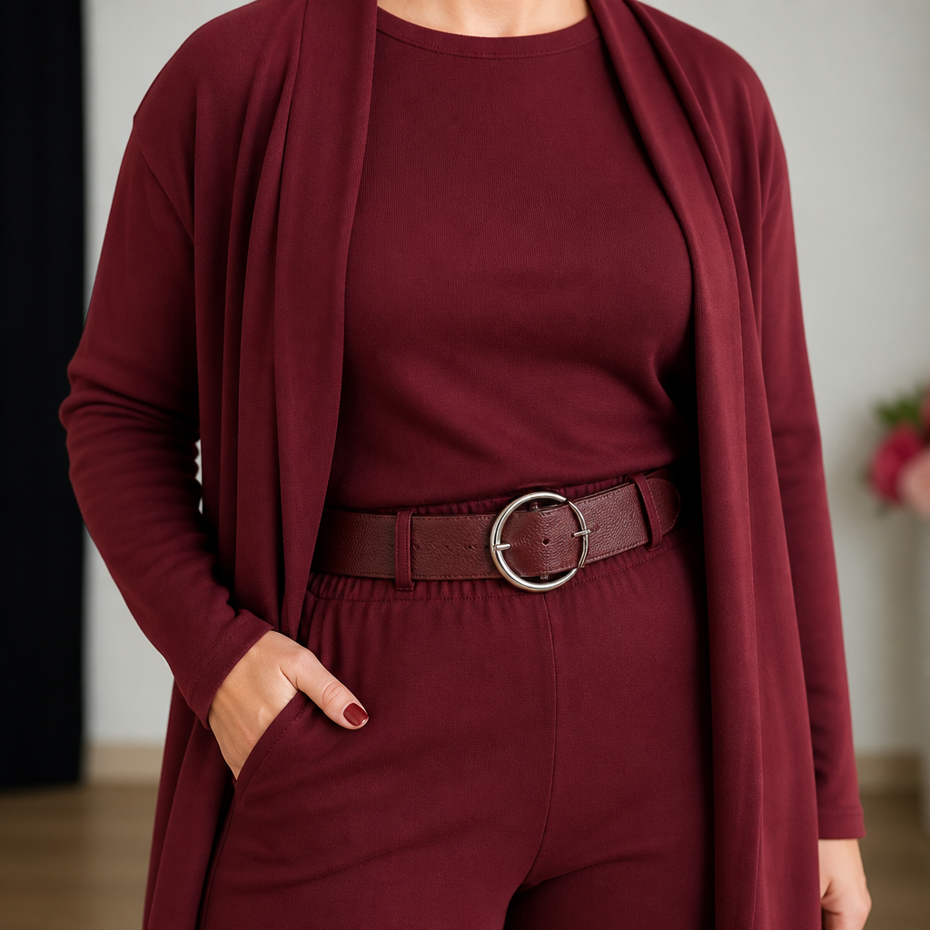 LumeEra™ – Relaxed 3-Piece Lounge Set with Long Open-Front Cardigan