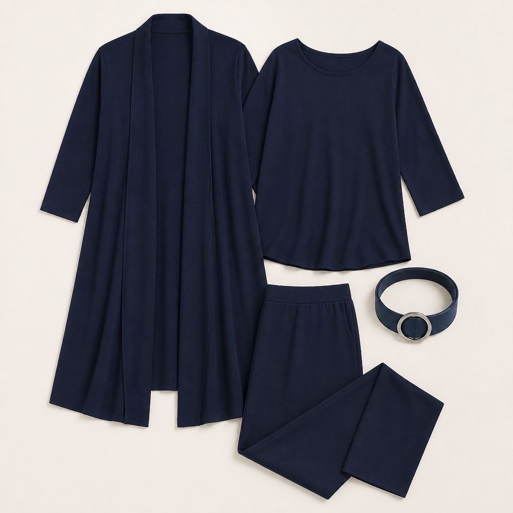 LumeEra™ – Relaxed 3-Piece Lounge Set with Long Open-Front Cardigan