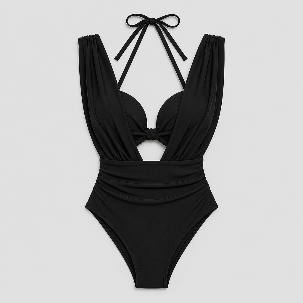 AquaSculpt™ – Sculpting Plunge One-Piece Swimsuit with Ruched Tummy Control