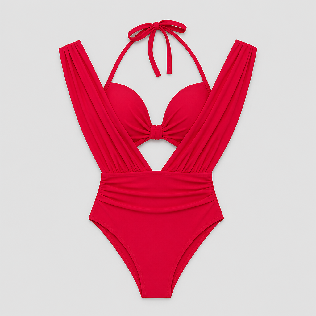 AquaSculpt™ – Sculpting Plunge One-Piece Swimsuit with Ruched Tummy Control