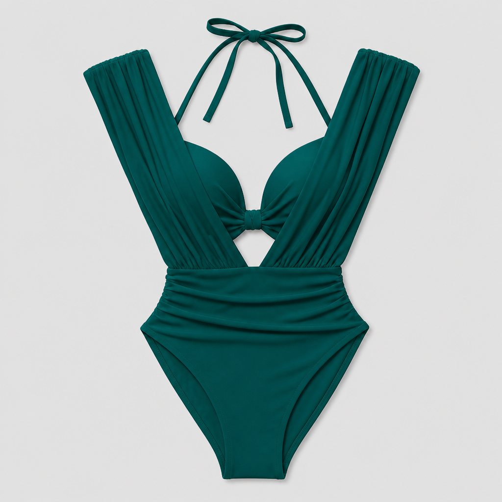 AquaSculpt™ – Sculpting Plunge One-Piece Swimsuit with Ruched Tummy Control