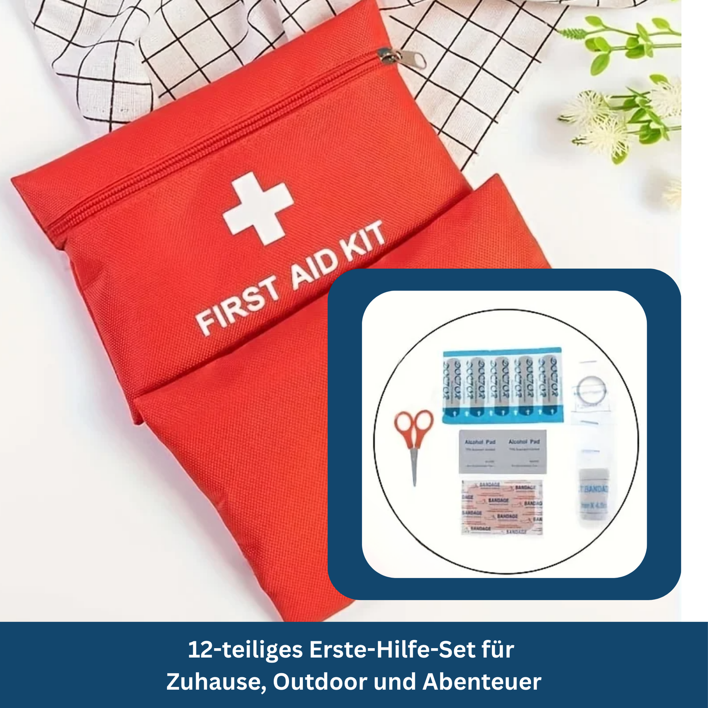 First Aid Kit for Outdoor Activities and Vehicle Emergencies