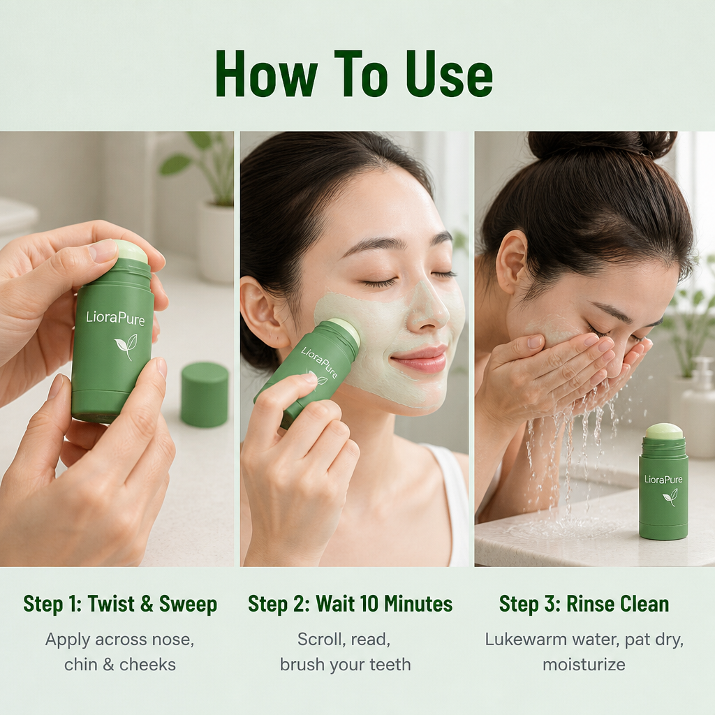 LioraPure™ — Sweep On Green Tea Clay In 30 Seconds, Rinse Off In 10