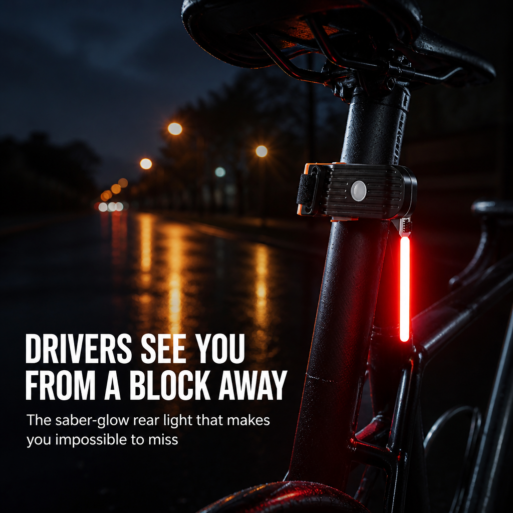 LumaGuard™ — Turn Your Seatpost Into a Glowing Saber Drivers Can't Miss