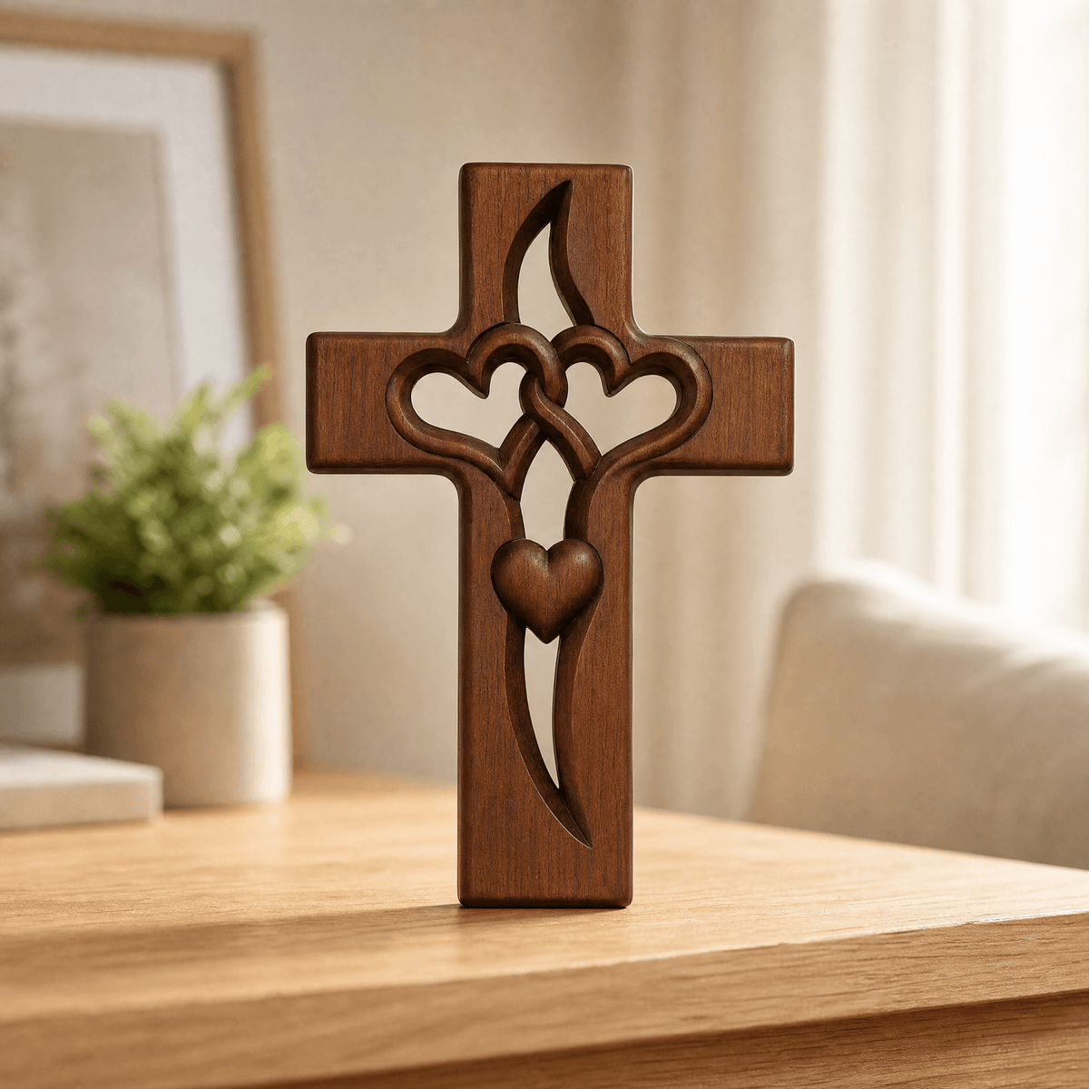 Everheart - Intertwined Heart Cross Wall Decor Coffee