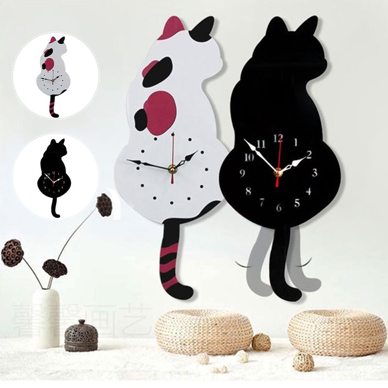 Cat Motion Wall Clock with Moving Tail Feature