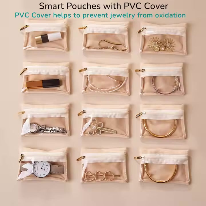 Jewelry Organizer Case | Detachable Velvet Pouch | Display Window | TravelGlam