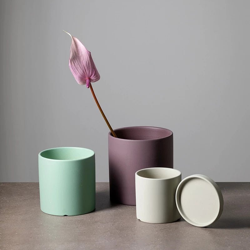 Flower Planter | Matte Finish | Includes Drainage Hole and Saucer | Nordic Style Pot