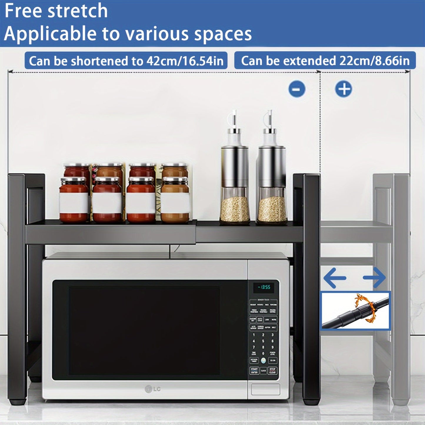 Expandable Microwave Rack with 2 Tiers
