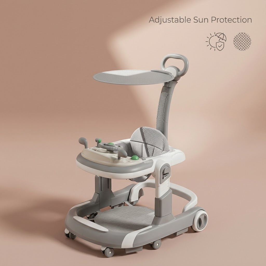 Foldable Baby Walker Anti-Rollover Music | The Glide-Safe Pilot