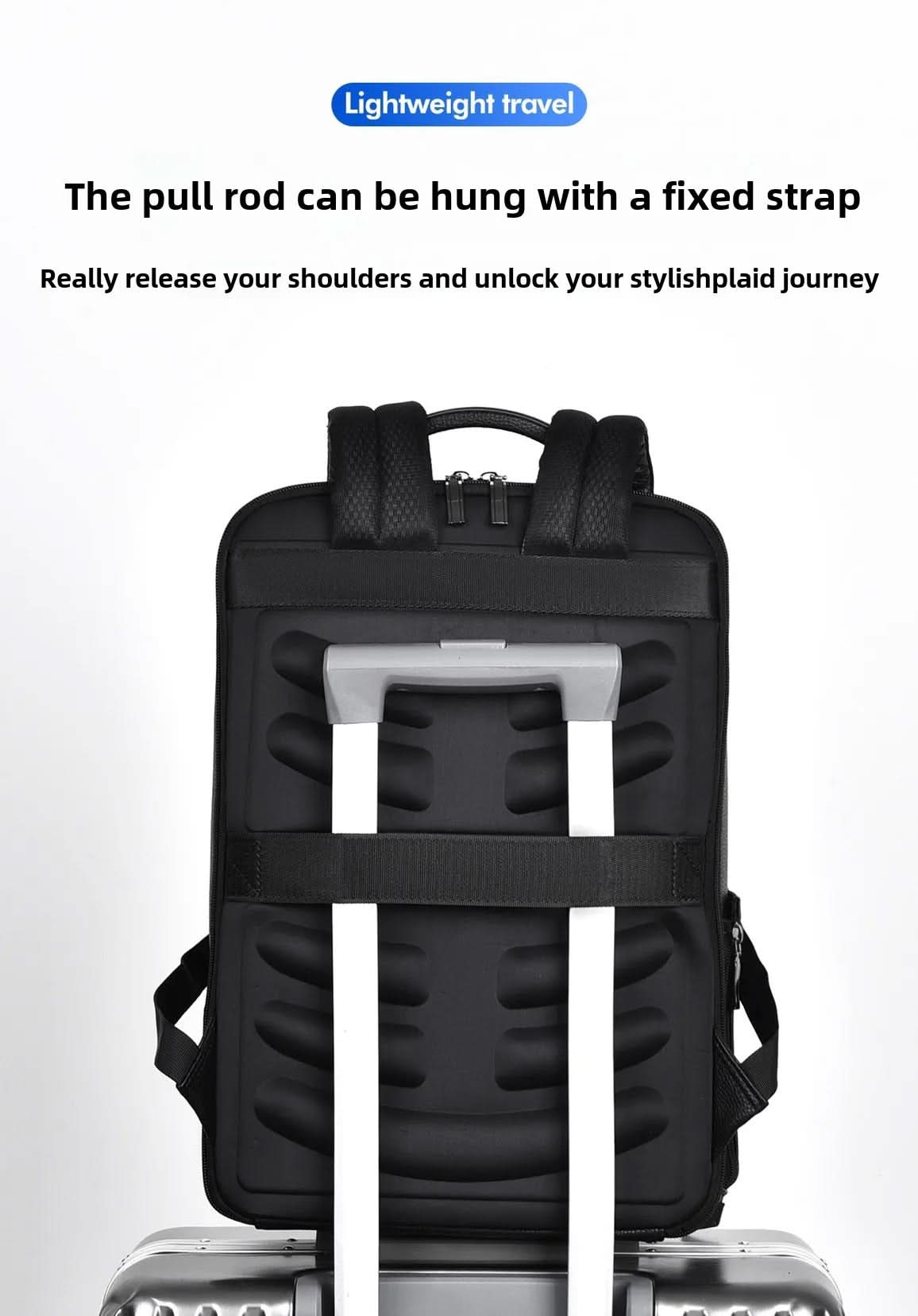 Black Leather Backpack with USB Charging Port for 15.6-Inch Laptop
