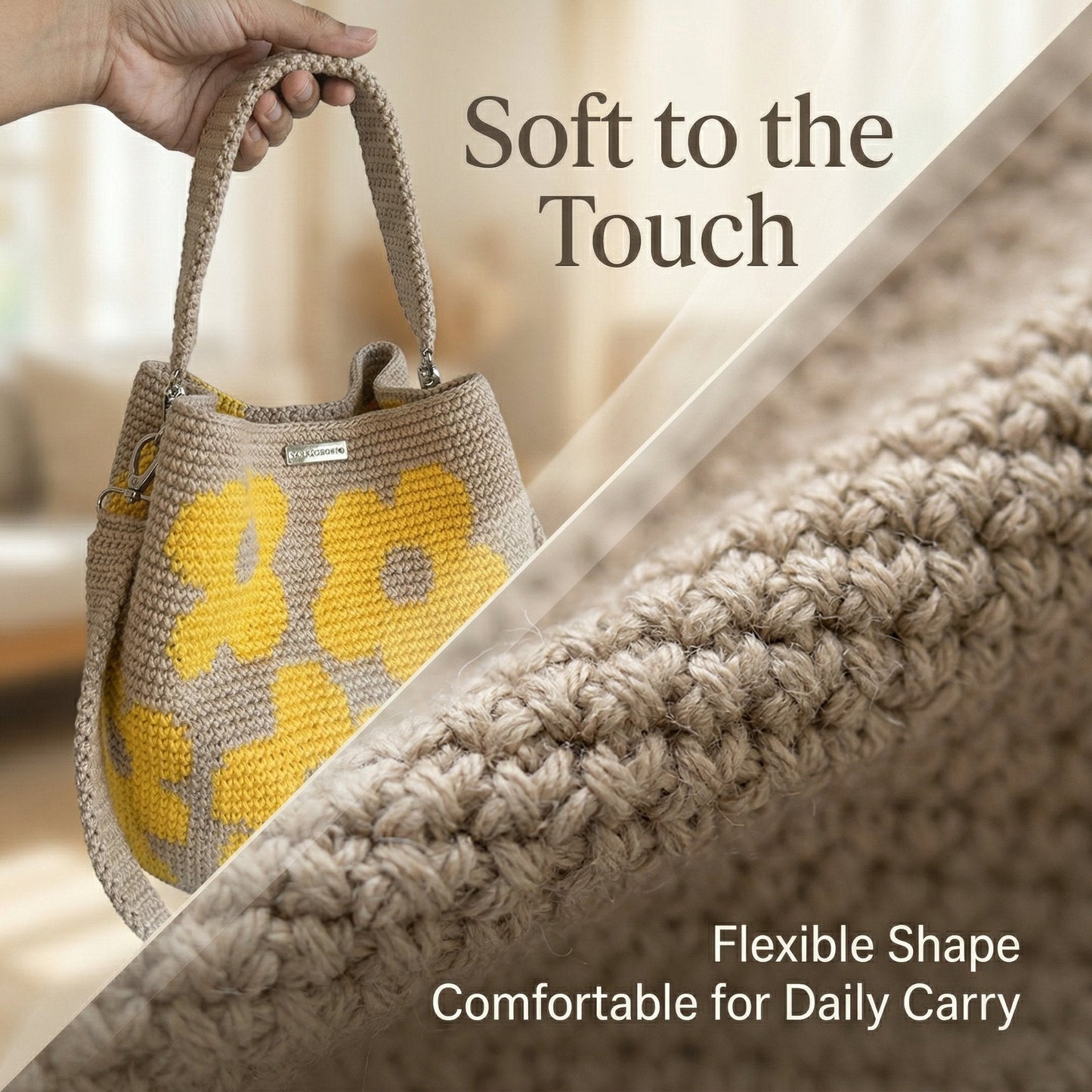 Bloomara™ – Handmade Crochet Flower Tote Bag