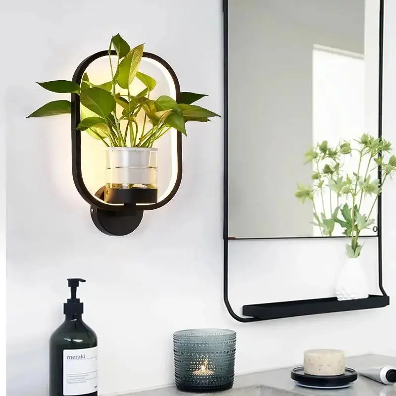 LED Wall Plant Light with Glass Vase | Warm Ambient Light | Decorative Wall Feature | GlowPlant