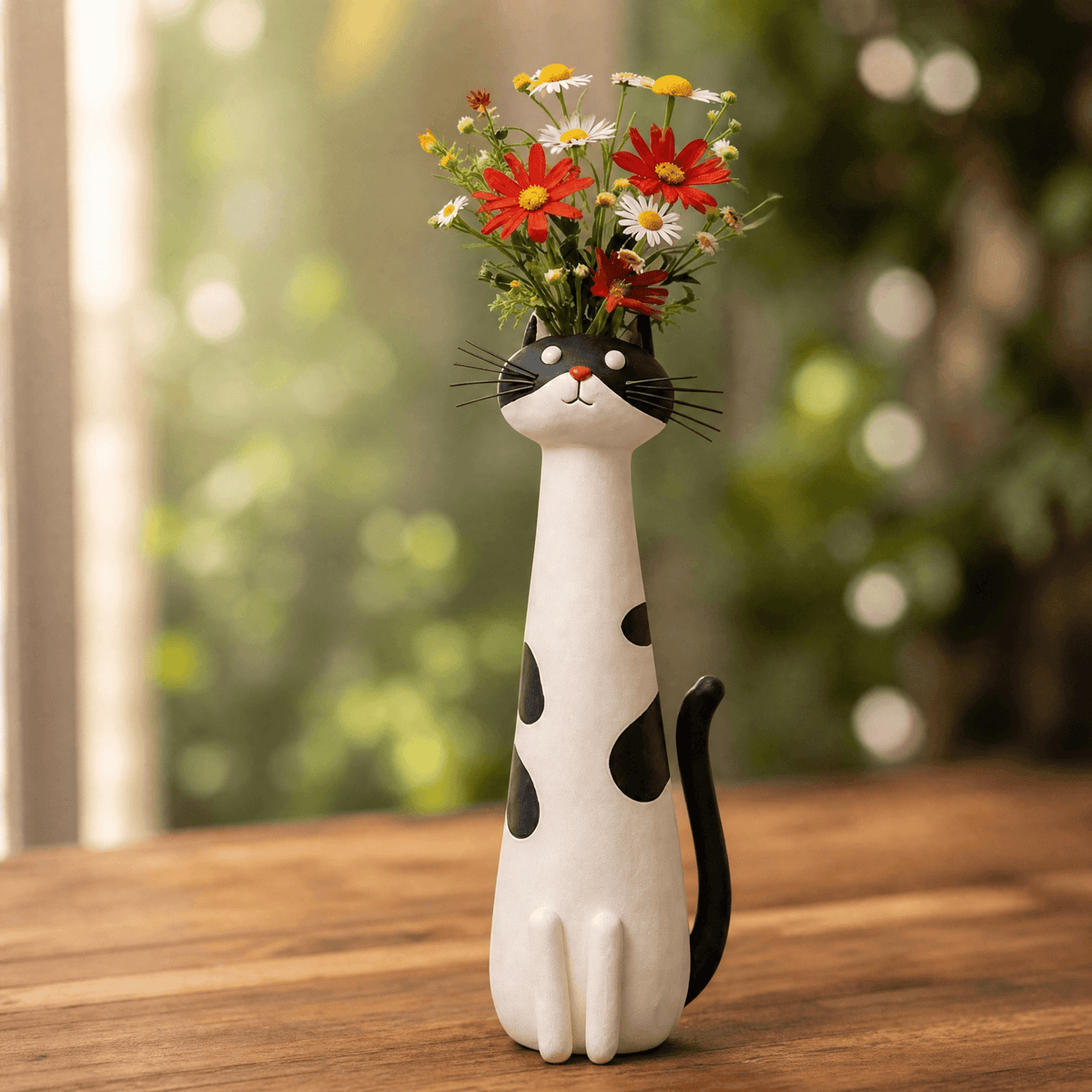 Felina – Handmade Ceramic Cat Flower Vase Tuxedo