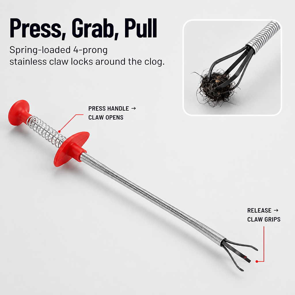 DrainMaster™ — Pull Out the Nastiest Hair Clogs Without a Plumber