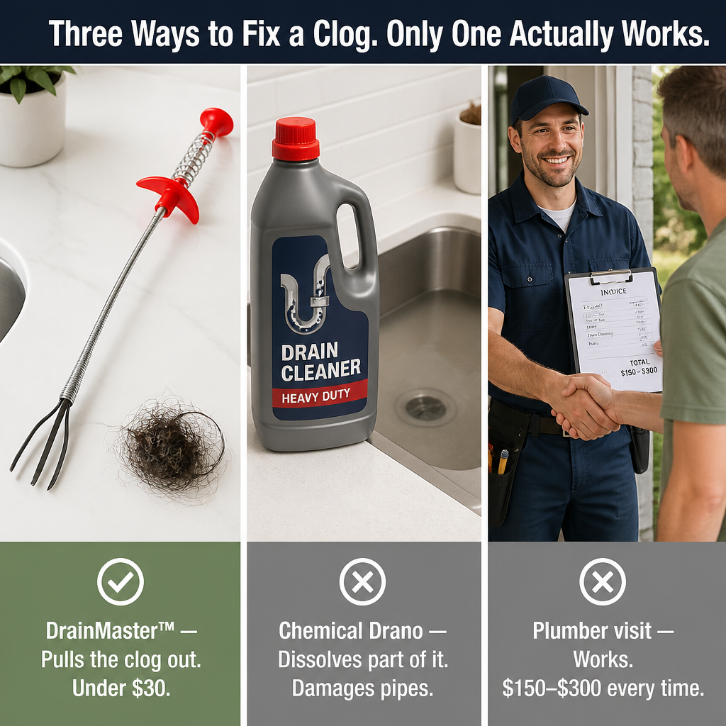 DrainMaster™ — Pull Out the Nastiest Hair Clogs Without a Plumber
