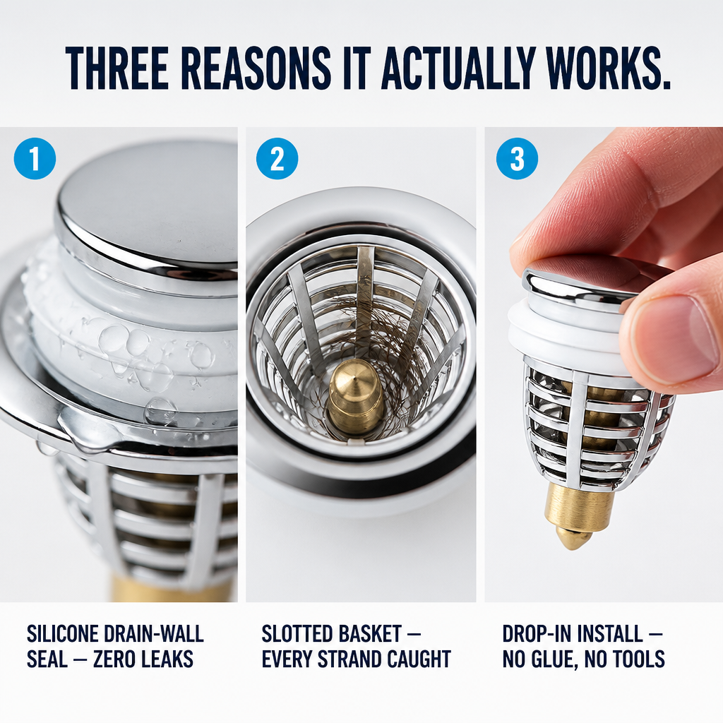 AquaSealPro™ — Trap Hair, Seal Drains, Pop Clean With One Press