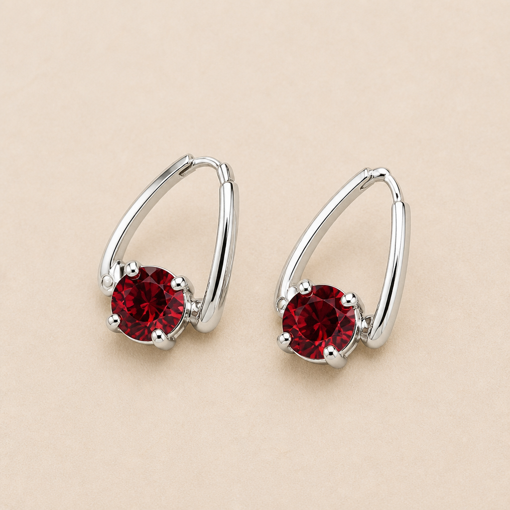 Lumelle™ – Crystal Solitaire Drop Hoop Earrings