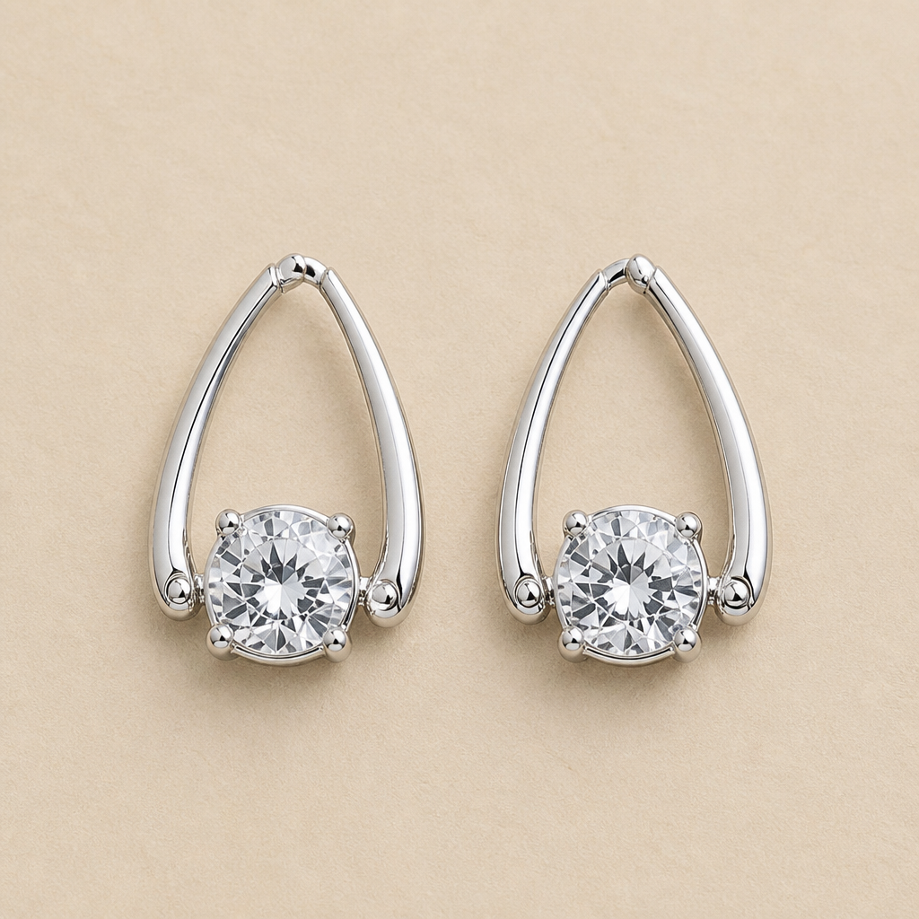 Lumelle™ – Crystal Solitaire Drop Hoop Earrings