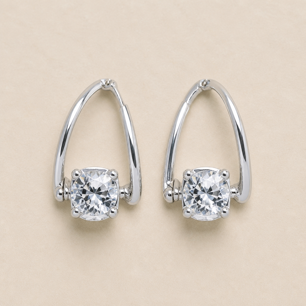 Lumelle™ – Crystal Solitaire Drop Hoop Earrings