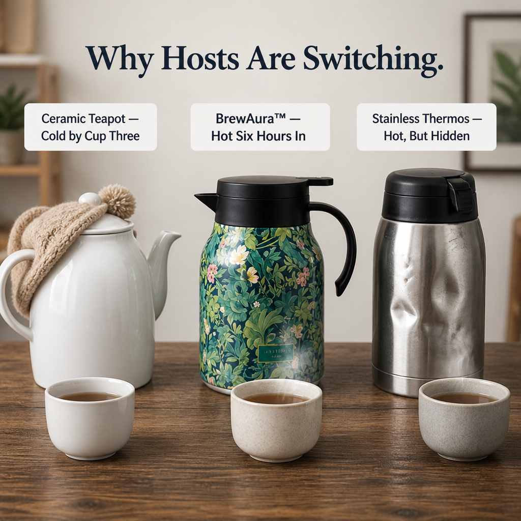 BrewAura™ — Brew, Pour & Display Tea That Stays Hot for Six Hours