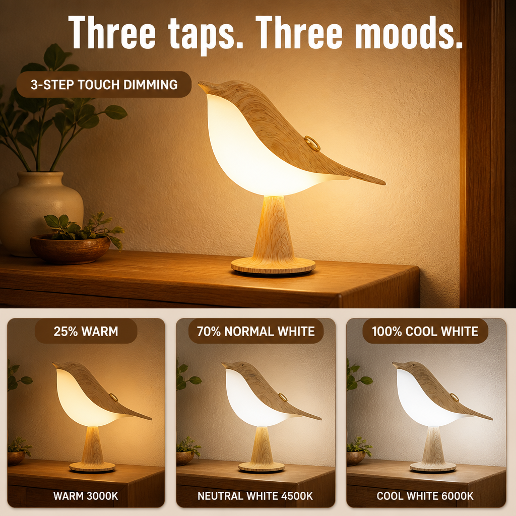 LumiNest™ — Wind Down Each Night With A Soft Bird-Shaped Bedside Glow