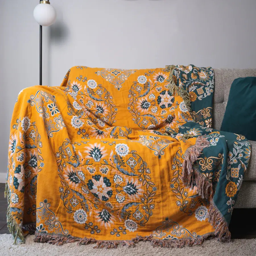 Vintage Throw Blanket Flower Sofa Cover