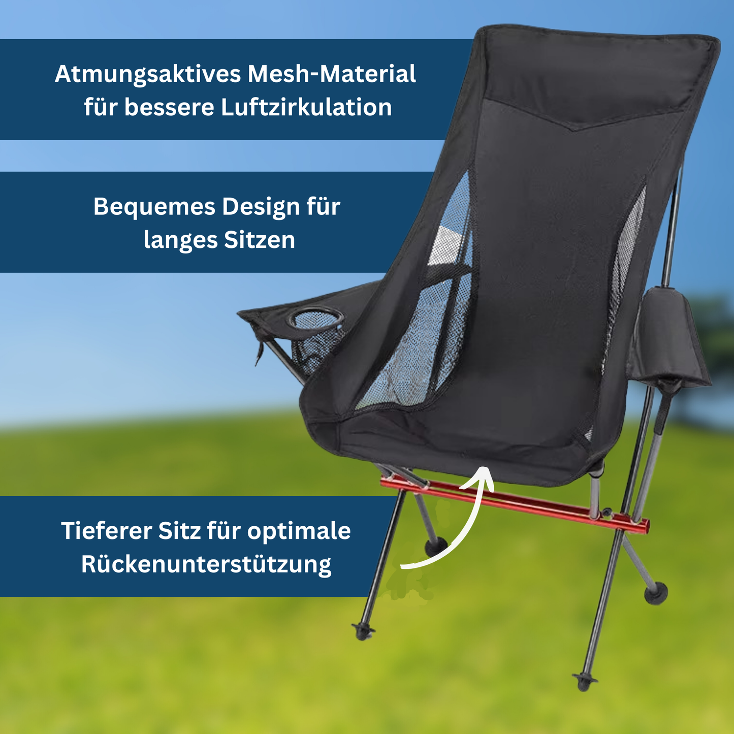Compact Folding Chair for Camping with Storage Bag