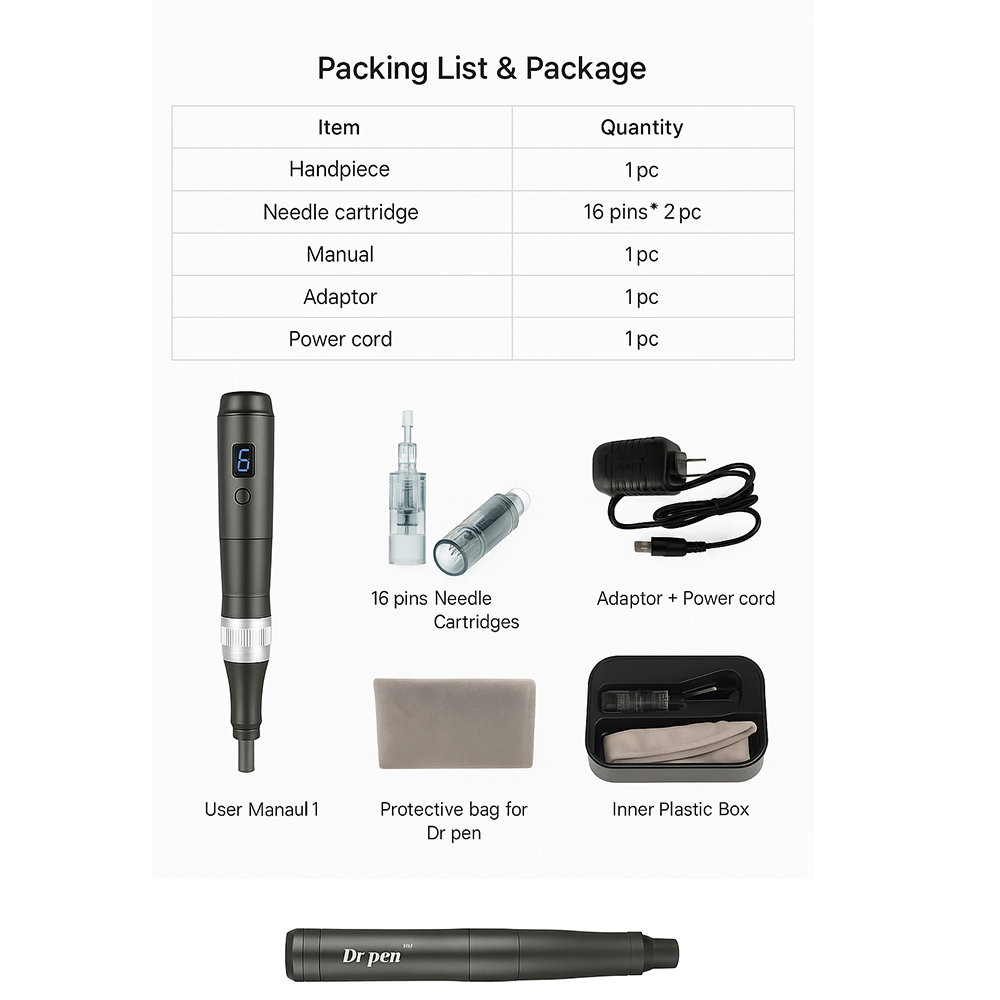 Microneedling Dermapen with USB Rechargeable Feature, 5 x 32Pin Cartridges