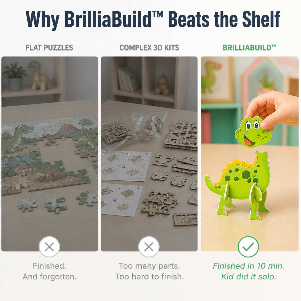 BrilliaBuild™ — Build 3D Dinos, Planes & Animals From Flat Paper in Minutes
