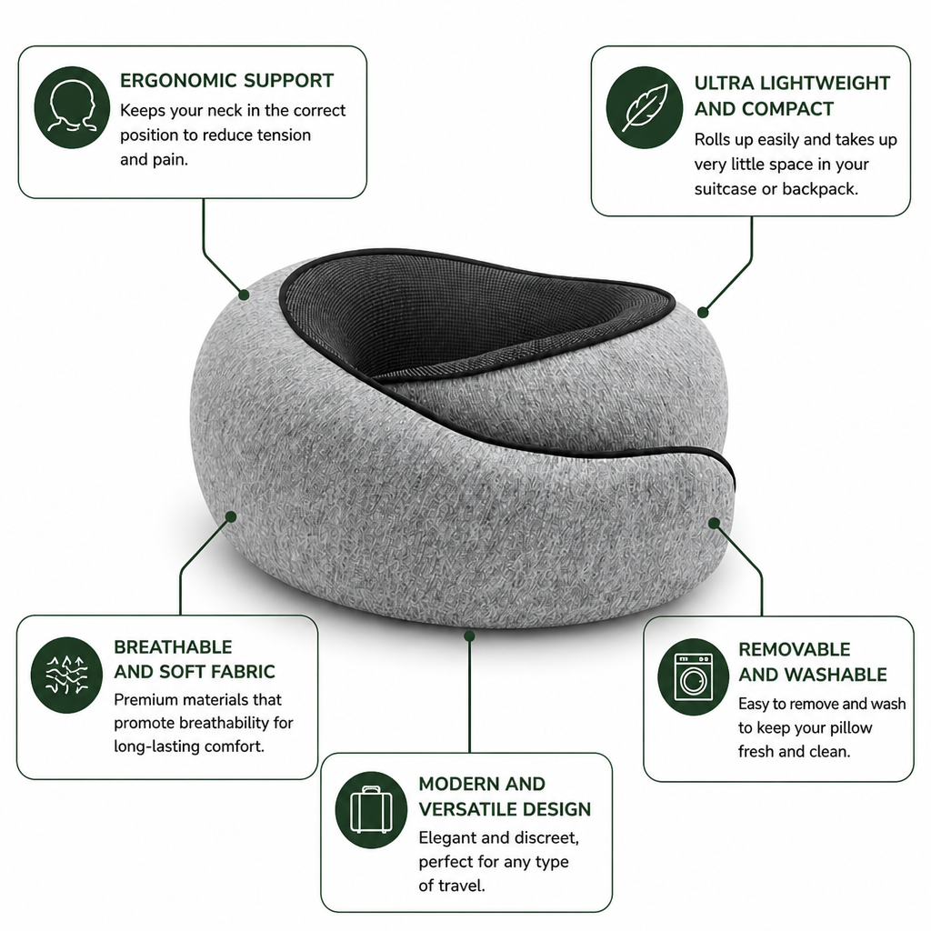 VoyageEase Neck Pillow — Arrive Refreshed and Pain-Free, Every Single Trip