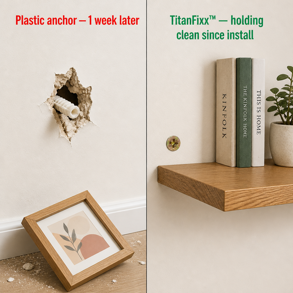 TitanFixx — Hammer-In Steel Anchors That Grip Drywall From the Back