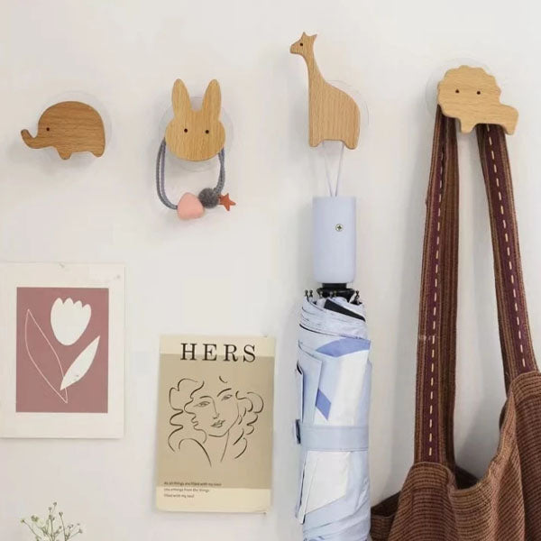 NordicPals - Wooden Animal Wall Hooks Set
