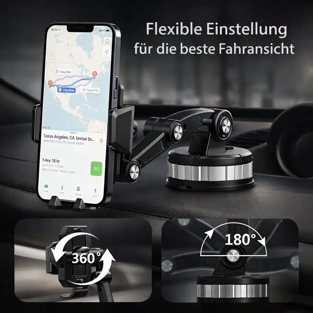 Car Phone Mount with Suction Cup & 360° Rotation