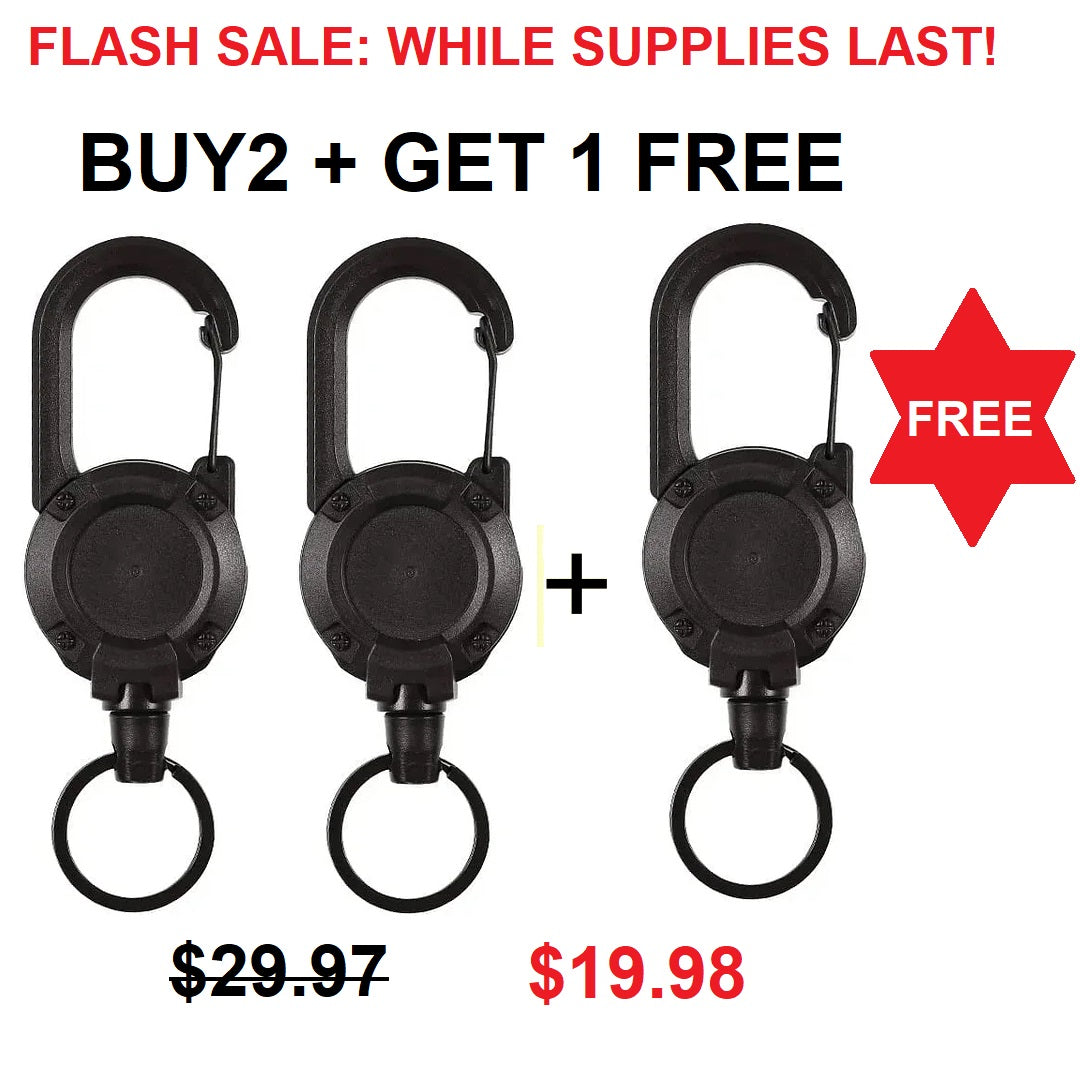 Durable Keychain with Retractable Reel for Keys and ID Cards
