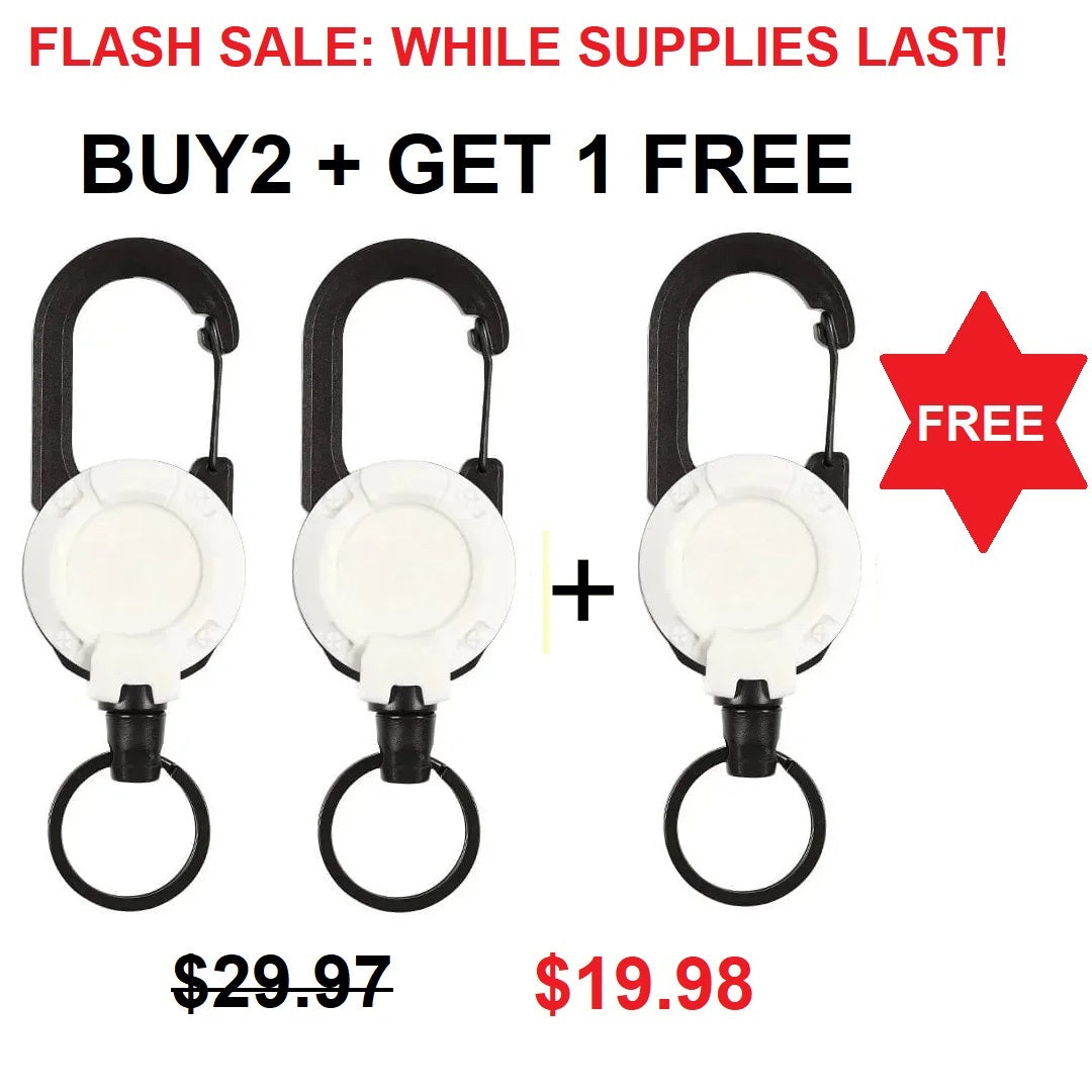 Durable Keychain with Retractable Reel for Keys and ID Cards