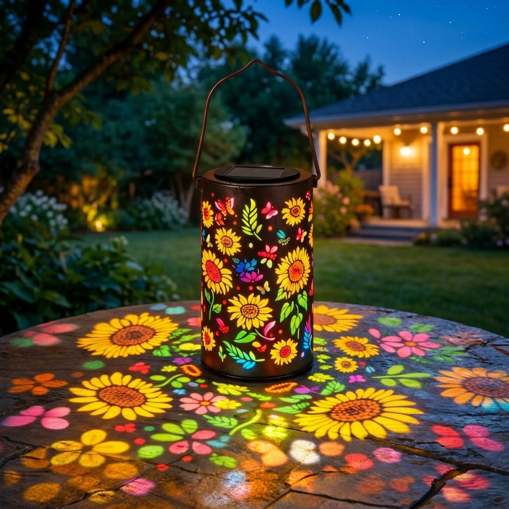Bloomara™ – Solar Sunflower Lantern with Colorful Light Patterns