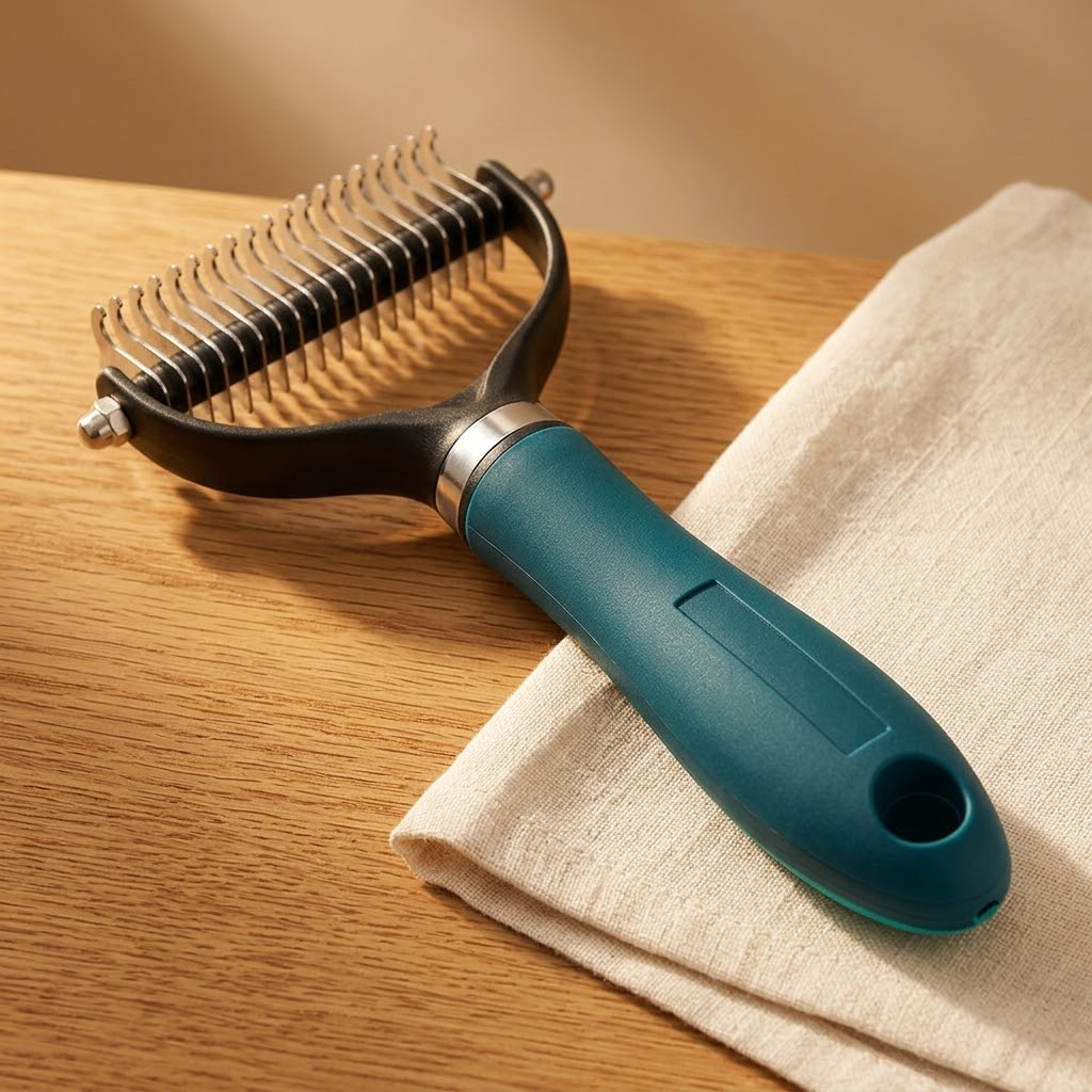 Double-Sided Dematting Undercoat Rake Brush for Dogs & Cats
