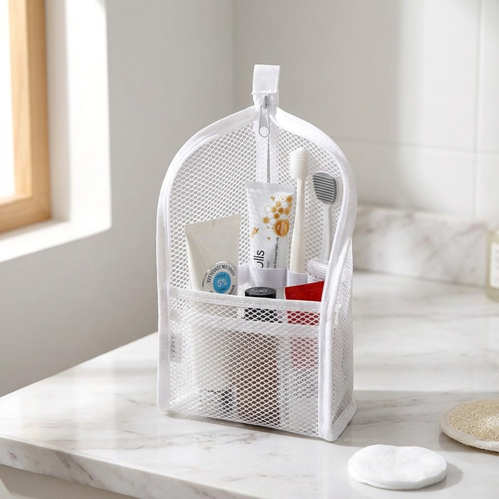 Self Standing Travel Toiletry Pouch Organizer for Toothbrush & Accessories