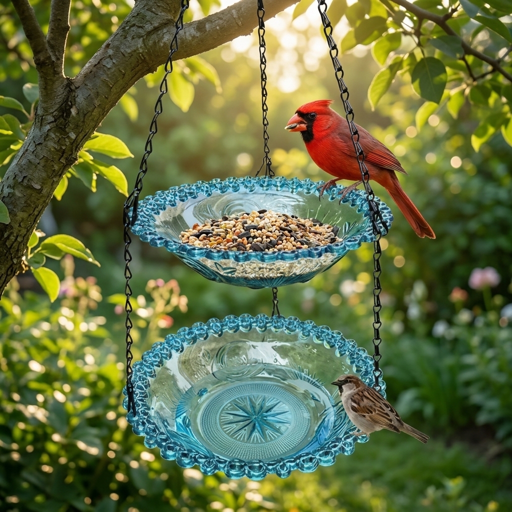 Avielle™ – Vintage Hanging Bird Feeder and Bath