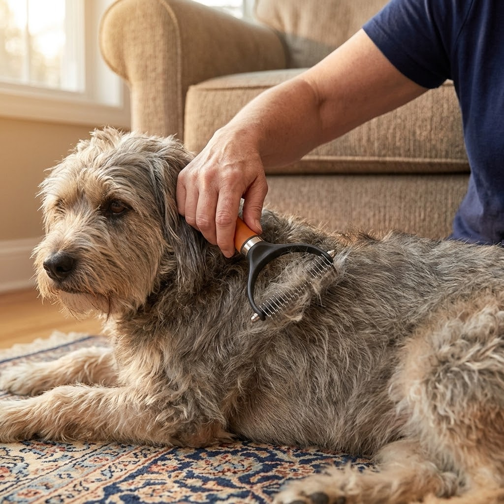 Double-Sided Dematting Undercoat Rake Brush for Dogs & Cats